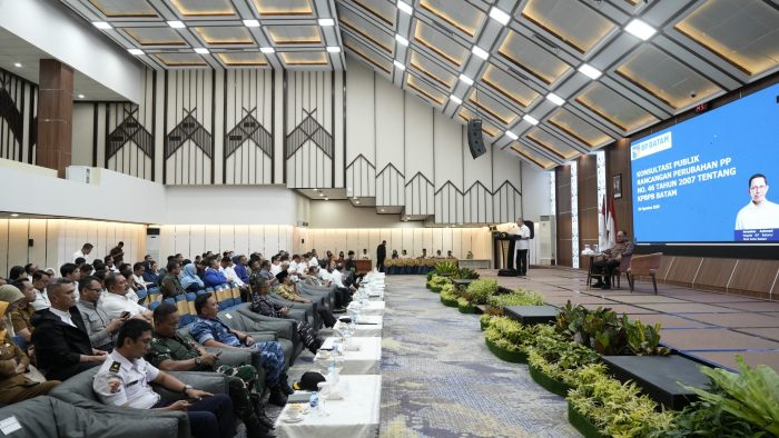 BP Batam menggelar acara Konsultasi Publik Rancangan Perubahan PP Nomor 46 Tahun 2007 tentang Kawasan Perdagangan Bebas dan Pelabuhan Bebas Batam, Selasa (26/8/2025). (Foto: BP Batam)