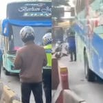 Beredar Video Insiden Pemotor Dilaporkan Meninggal Dunia usai Tersenggol Bus di Flyover Kebon Jeruk Jakbar‎