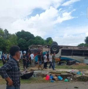 Bus Rombongan Jemaat Gereja Terbalik di Barelang Batam, Diduga Alami Rem Blong, Berikut Nama-nama Korban
