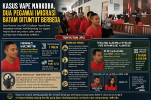 Kasus Vape Narkoba, Dua Pegawai Imigrasi Batam Dituntut JPU Berbeda