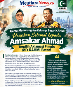 Riama Manurung dan Keluarga Besar KAHMI Jong Sumatra Ucapkan Selamat kepada Amsakar Ahmad, Terpilih Aklamasi Pimpin MD KAHMI Batam