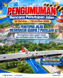 BP Batam Perbaiki Jalan Gajah Mada Jalur Sei Ladi: Siapkan Rekayasa Lalu Lintas Mulai 18 Oktober 2026